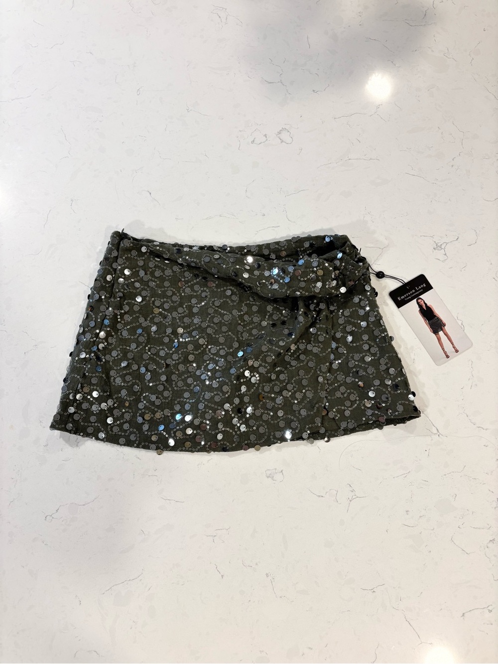 Sequin Green Mini Skort